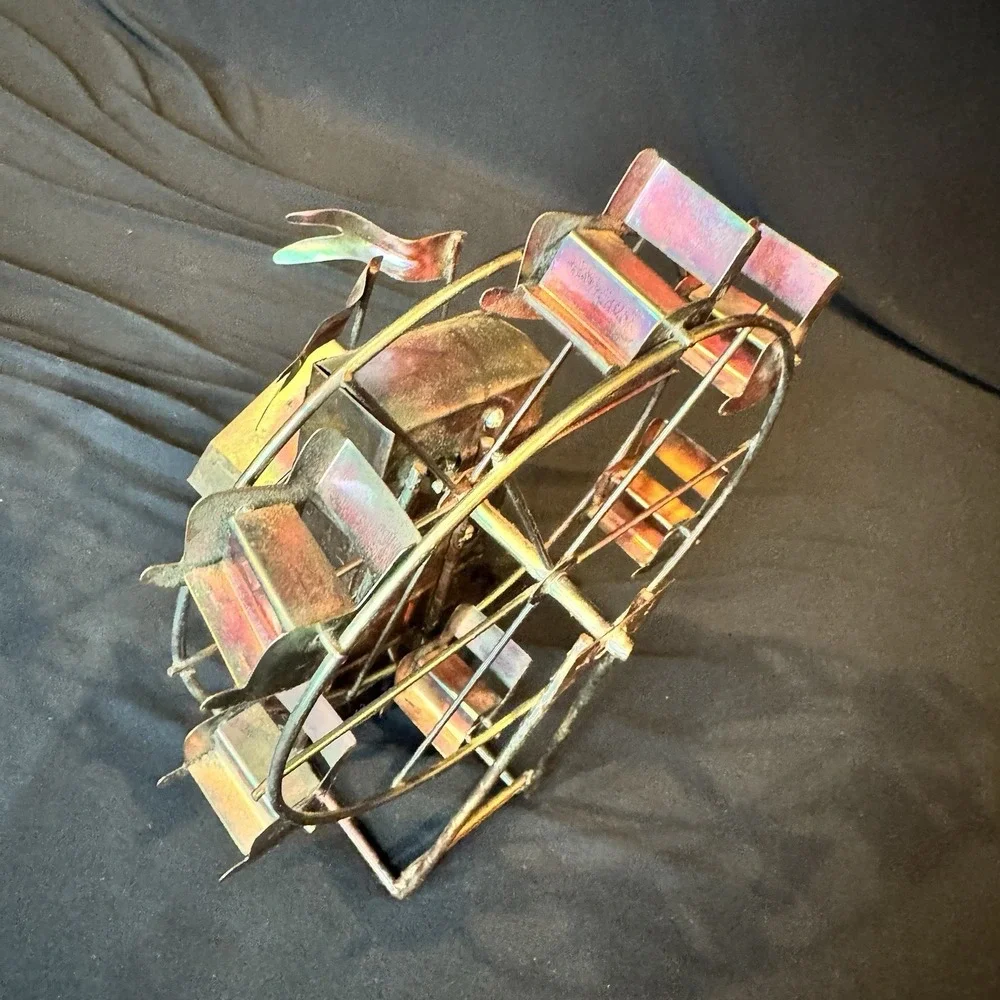 Vintage Copper Tin and Wire Mechanical Ferris Wheel Music Box Works Tested